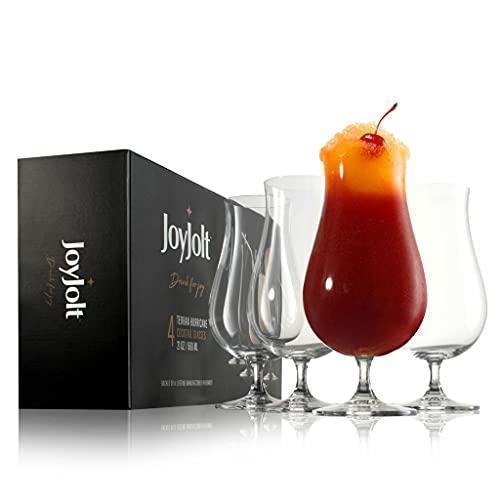 Best Place To buy JoyJolt Terran Pina Colada Glasses - Premium Hurricane Cocktail Glasses Made in Europe - 17-Ounce l Crystal Drinking Set - Set of 4 Hurricane Glasses Cocktail Set, ideal for Refreshing Cocktails